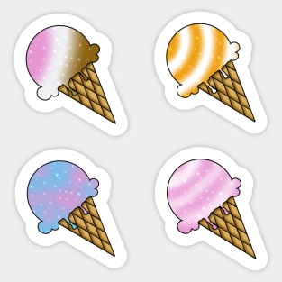 4 Flavor Ice Cream Pattern Sticker